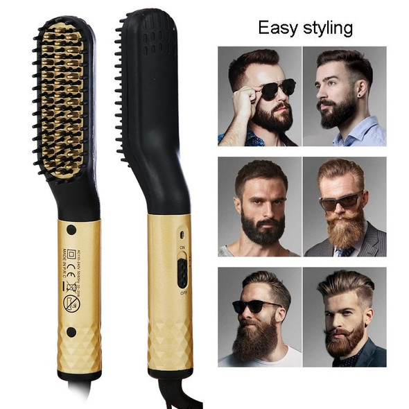 Mini Men Electrical Beard Styling Comb Beard Straightener, Plugs: EU Plug (Gold)