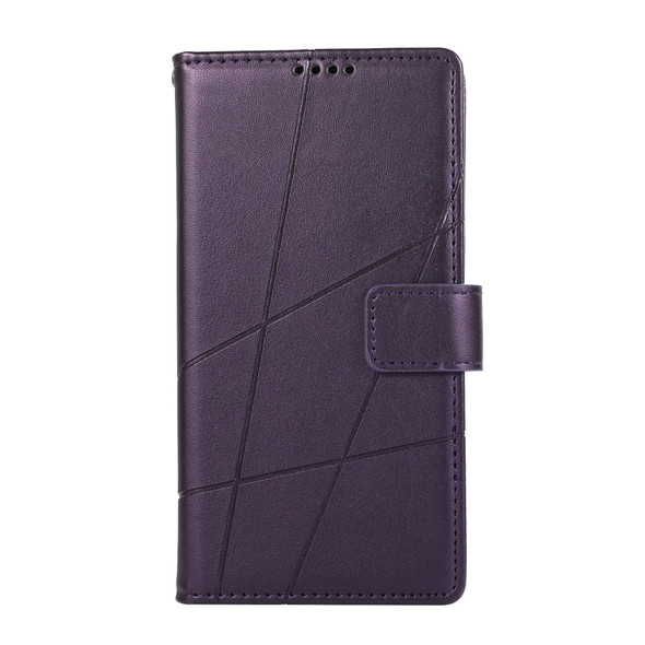 For Motorola Edge 30 PU Genuine Leatherette Texture Embossed Line Phone Case(Purple)