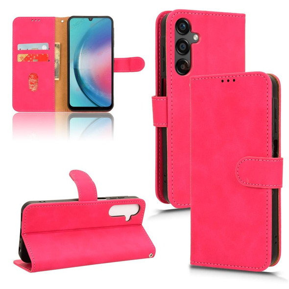 For Samsung Galaxy A25 5G Skin Feel Magnetic Flip Leatherette Phone Case(Rose Red)