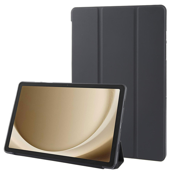 For Samsung Galaxy Tab A9+ Tri-fold Holder Flip Horizontal Flip TPU Leatherette Tablet Case(Black)