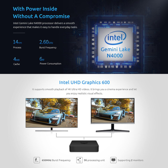 BMAX B1 Pro Windows 10 Mini PC, 8GB+128GB, Intel Celeron N4000, Support HDMI / VGA / RJ45(EU Plug)