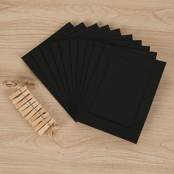 10pcs /Set DIY Photo Gallery Wall Mounted Paper Photo Frame With Twine Clip, Size: 5 inch(Black)