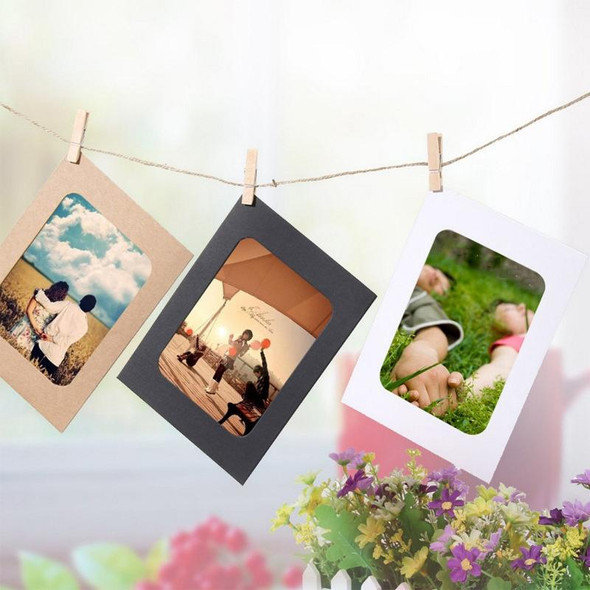 10pcs /Set DIY Photo Gallery Wall Mounted Paper Photo Frame With Twine Clip, Size: 5 inch(Black)