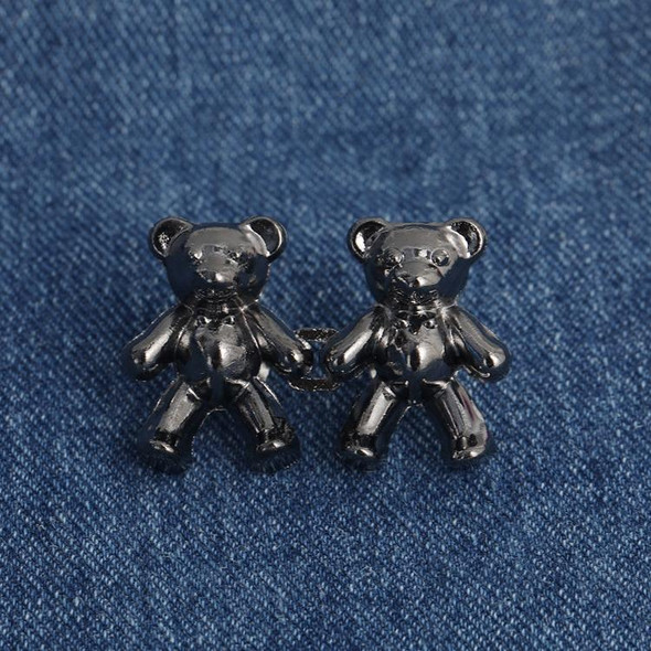 1 Pair Little Bear Clothing Waist Reduction Fixed Buckle Jeans Pants Pins(Black)