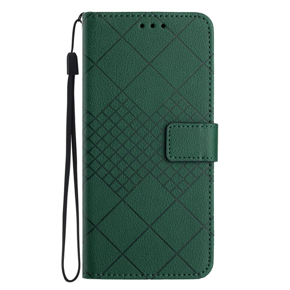 For Samsung Galaxy S20 FE 4G / 5G / 2022 Rhombic Grid Texture Leatherette Phone Case(Green)