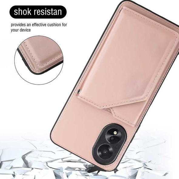 For OPPO A38 4G/A18 4G Skin Feel PU + TPU + PC Card Slots Phone Case(Rose Gold)