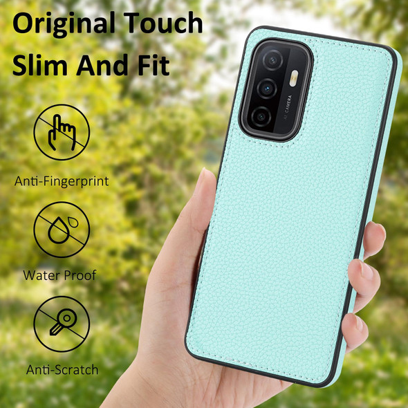 For Samsung Galaxy A52/A52s 5G Litchi Pattern Stitched Side-mounted Phone Case(Mint Green)
