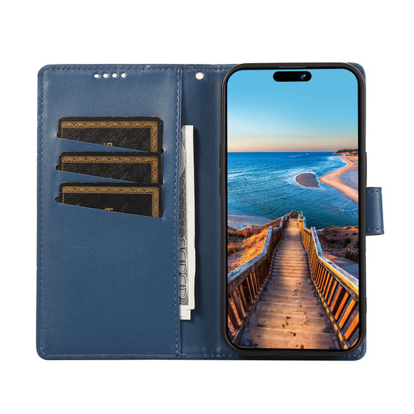 For Realme 10 4G PU Genuine Leatherette Texture Embossed Line Phone Case(Blue)