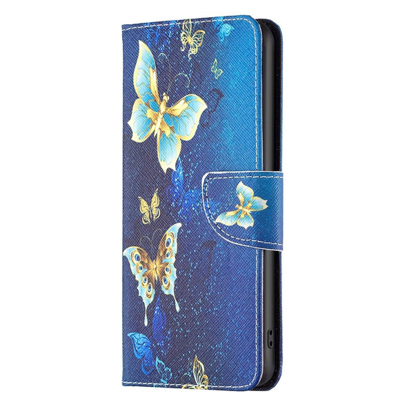 For  Realme 11 4G Colored Drawing Pattern Leatherette Phone Case(Gold Butterfly)