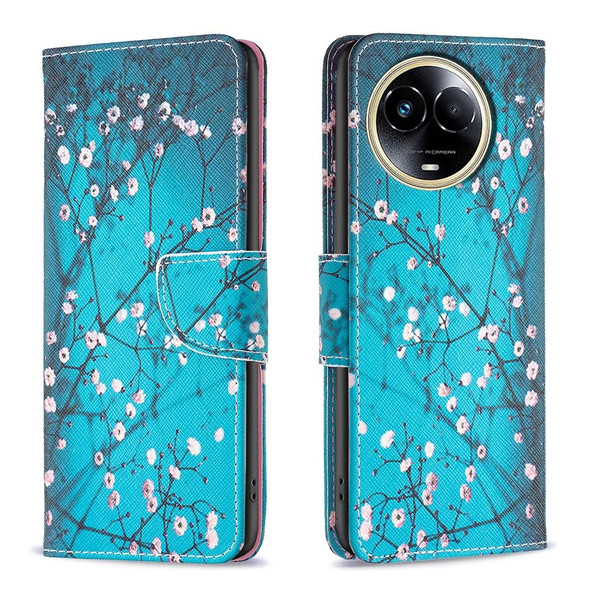 For Realme 11 5G Colored Drawing Pattern Leatherette Phone Case(Plum Blossom)