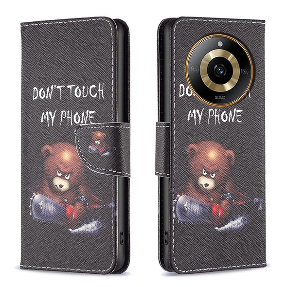 For  Realme 11 4G Colored Drawing Pattern Leatherette Phone Case(Bear)