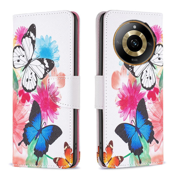 For  Realme 11 4G Colored Drawing Pattern Leatherette Phone Case(Butterflies)