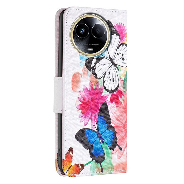 For Realme 11 5G Colored Drawing Pattern Leatherette Phone Case(Butterflies)