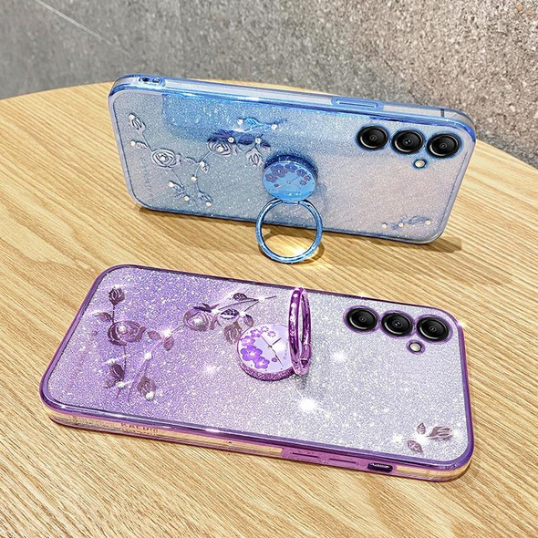 For Samsung Galaxy S24 5G Gradient Glitter Immortal Flower Ring All-inclusive Phone Case(Purple)