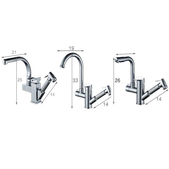 Kitchen Pull-Out Double Faucet Water Table Hot And Cold Water Faucet, Specification: Round Spray Pull