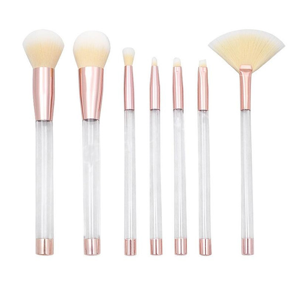7-In-1  Crystal Makeup Brush Set With Empty Handle Cosmetics Sand Brushes(NO.5 Rose Gold+Yellow)