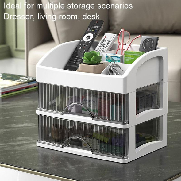 Desktop Drawer Organizer Multi-Layer Cosmetic Jewelry Box Stationery Multi-Functional Organizer, Style: 3 Layer Black Drawer (White)