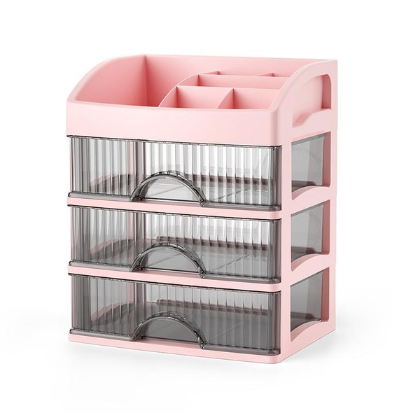 Desktop Drawer Organizer Multi-Layer Cosmetic Jewelry Box Stationery Multi-Functional Organizer, Style: 4 Layer Black Drawer (Pink)