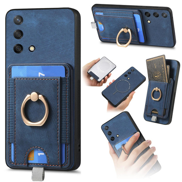 For  OPPO A93 5G/A74 5G/A54 5G Retro Splitable Magnetic Card Bag Leatherette Phone Case(Blue)