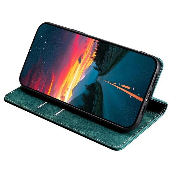 For For Infinix GT 10 Pro 5G RFID Anti-theft Brush Magnetic Leatherette Phone Case(Green)