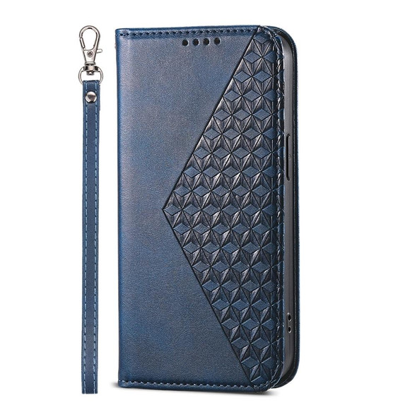 For Xiaomi Redmi Note 13 Cubic Grid Calf Texture Magnetic Leather Phone Case(Blue)