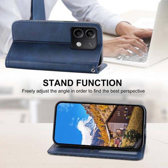 For Xiaomi Redmi Note 13 Cubic Grid Calf Texture Magnetic Leather Phone Case(Blue)