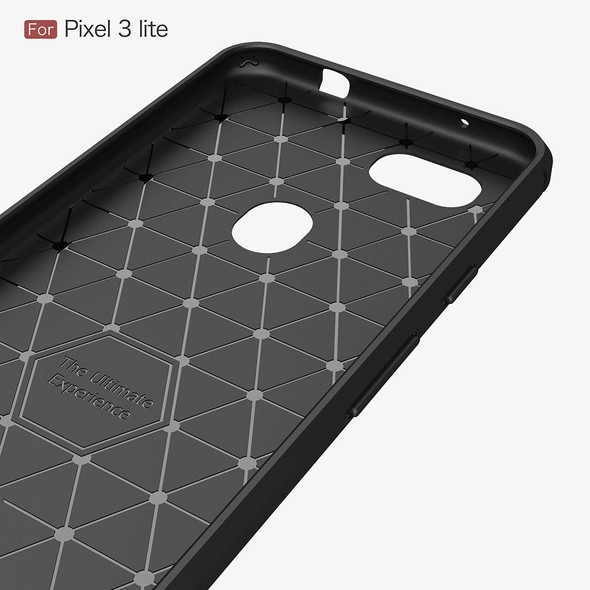 Brushed Texture Carbon Fiber Shockproof TPU Case for Google Pixel 3 Lite (Red)