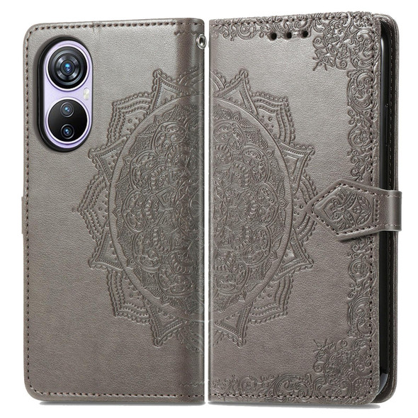 For Blackview A200 Pro Mandala Flower Embossed Leatherette Phone Case(Gray)