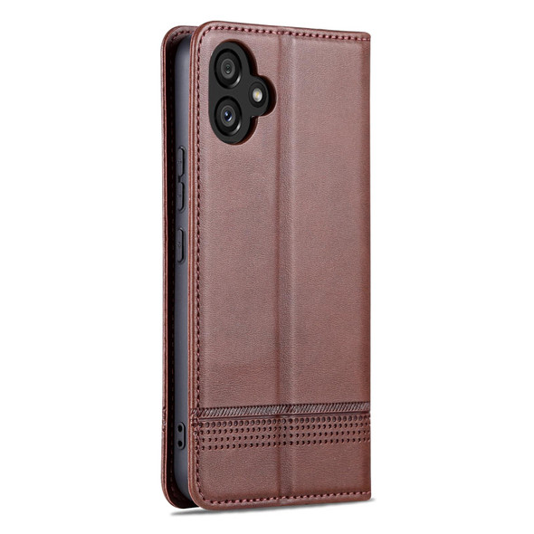 For Samsung Galaxy A05 AZNS Magnetic Calf Texture Flip Leatherette Phone Case(Dark Brown)