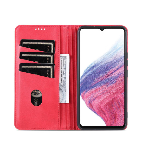 For Samsung Galaxy A05 AZNS Magnetic Calf Texture Flip Leatherette Phone Case(Red)