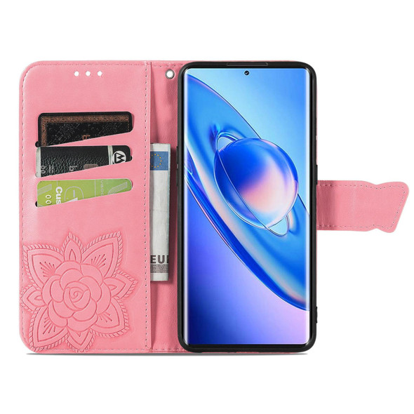 For Blackview A200 Pro Butterfly Love Flower Embossed Leatherette Phone Case(Pink)