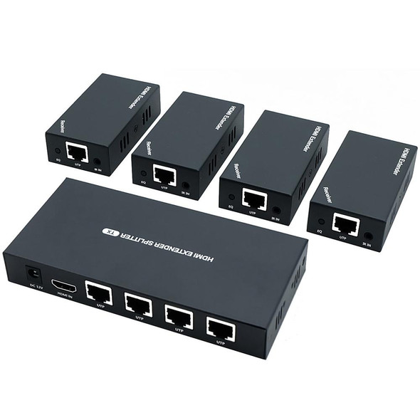 60m 1x4 HDMI Splitter POC Distribution Extender Supports 1080P@60Hz, Plug: AU Plug