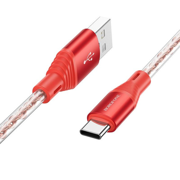 Borofone BX96 USB to USB-C / Type-C Silicone Charging Data Cable, Length: 1m(Red)