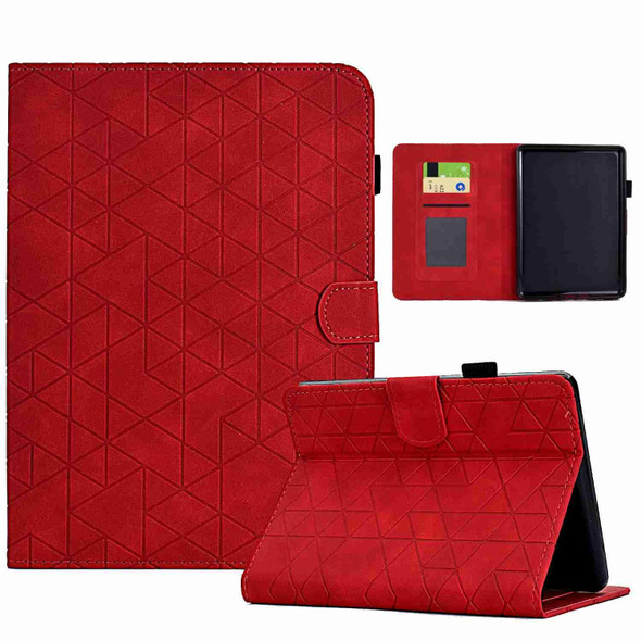 For Amazon Kindle Paperwhite 4/3/2/1 Rhombus TPU Smart Leatherette Tablet Case(Red)