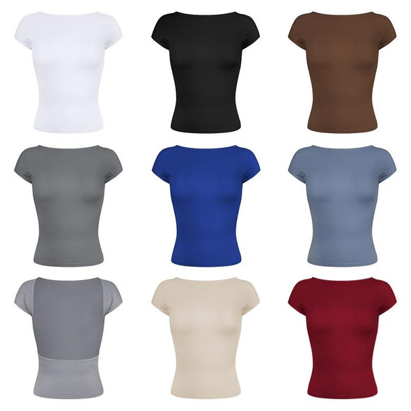 Women Sexy Backless Top Comfortable Breathable Slim Fit T-Shirt, Size: M(ESSO002 White)