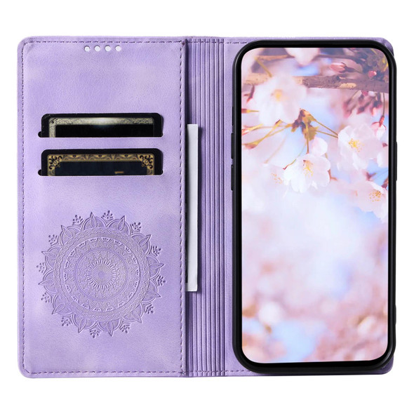 For OPPO A58 4G Totem Embossed Magnetic Leatherette Phone Case(Purple)