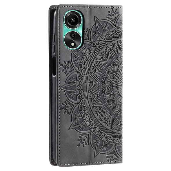For OPPO A78 4G Totem Embossed Magnetic Leatherette Phone Case(Grey)