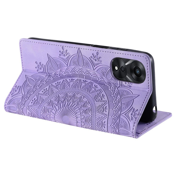 For OPPO A78 5G / A58 5G Totem Embossed Magnetic Leatherette Phone Case(Purple)