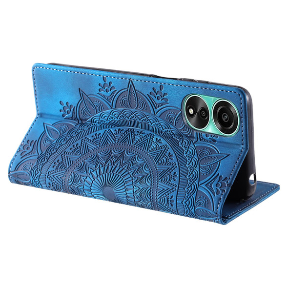 For OPPO A78 4G Totem Embossed Magnetic Leatherette Phone Case(Blue)