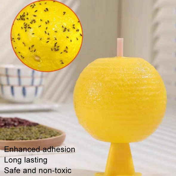 8cm Fruit Fly Balls for Indoor Use Insect Trap Sticky Insect Balls(Yellow With Base+Double-side Glue)