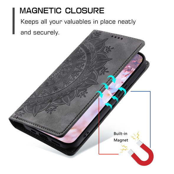 For Samsung Galaxy S21 Ultra 5G Totem Embossed Magnetic Leatherette Phone Case(Grey)