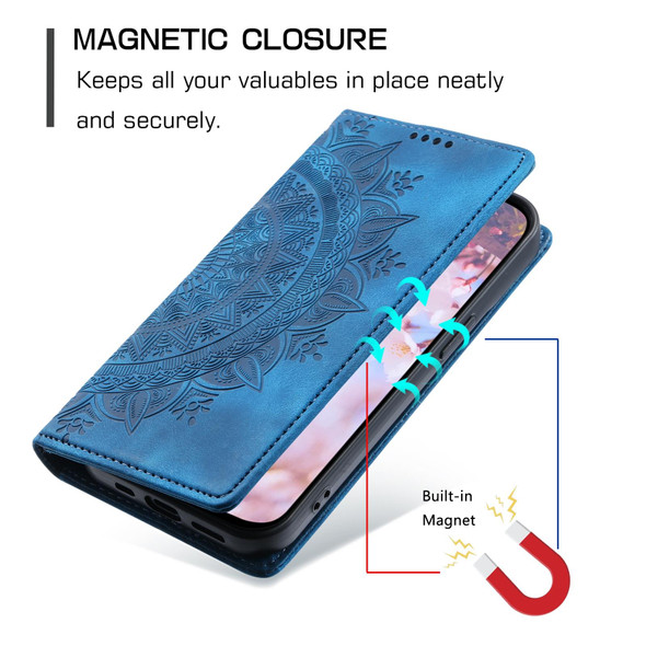 For Samsung Galaxy S10 Totem Embossed Magnetic Leatherette Phone Case(Blue)