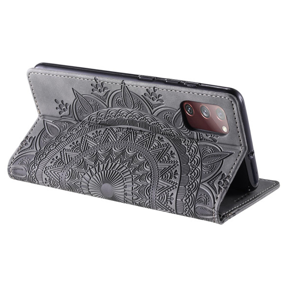 For Samsung Galaxy S20 FE 4G / 5G Totem Embossed Magnetic Leatherette Phone Case(Grey)