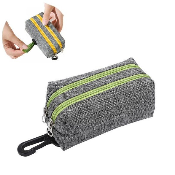 Outdoor Pet Waste Bag Dog Poop Collection Bag(Gray Green Dual Zipper)