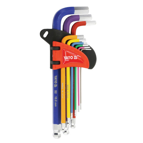 9Pc Hex Key Set Long Ball End Colour Coded