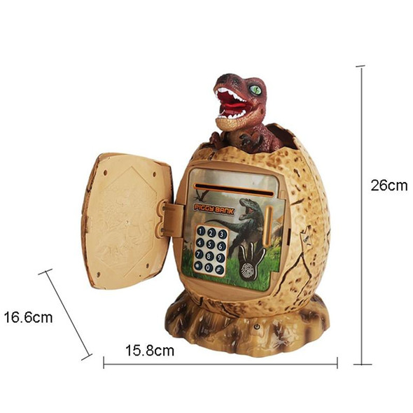 16.6 x 15.8 x 26cm Fingerprint Dinosaur Egg Password Money Bank Kids Toys Gifts Tyrannosaurus Rex Savings Jar(Beige)