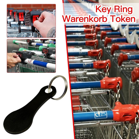 Metal Key Ring Shopping Trolley Tokens Removable Shopping Trolley Keys, Color: Black