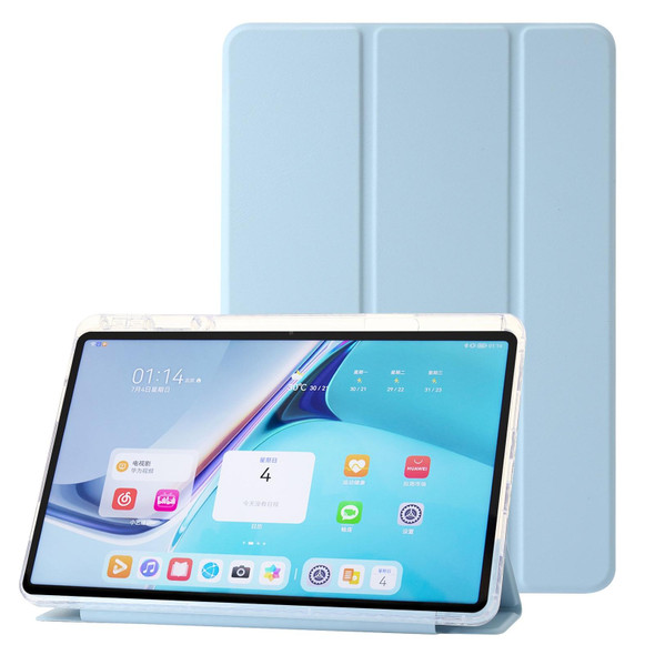 For Huawei Matepad 11 2021 / 2023 Clear Acrylic 3-Fold Leatherette Tablet Case(Ice Blue)