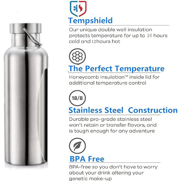 JUNSUNMAY 304 Stainless Steel Vacuum Bottle Wide Mouth Insulated Water Bottle, Capacity:500ml