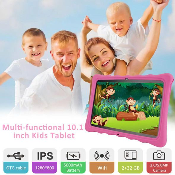 T12 Kid Tablet 10.1 inch,  2GB+32GB, Android 10 Unisoc SC7731E Quad Core CPU Support Parental Control Google Play(Pink)